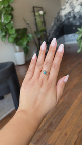 1.10ct Round Deep Teal Montana Sapphire and Princess Cut Diamond Rapids Low Profile Ring in 14k Yellow Gold