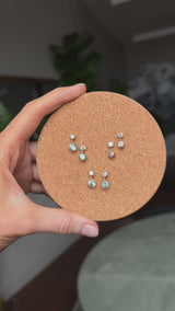 Montana Sapphire and Lab Grown Diamond "Raindrop" Earrings in 14k Yellow Gold