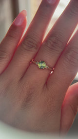 0.84ct Round Australian Parti Sapphire and Princess Cut Diamond Rapids Low Profile Ring in 14k Yellow Gold