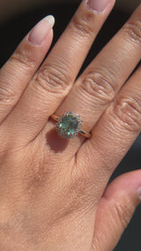 1.53ct Parti Cushion Untreated Madagascar Sapphire Antique-Style Diamond Halo Ring in 14k Yellow Gold