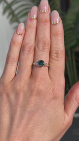 1.35ct Round Blue and Montana Sapphire and Diamond Starry Night Low Profile Solitaire in 14k Yellow Gold