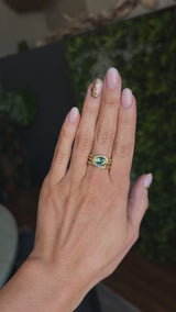 1.93ct Untreated Oval Brilliant Nigerian Parti Sapphire East-West Bezel Solitaire Alluvial Style Ring in 14k Green Gold