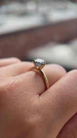 1.37ct Round Precision Cut Ceylon Blue Montana Sapphire Lotus Solitaire in 18k Yellow Gold