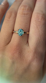 1.32ct Precision Cut Oval Teal Montana Sapphire Classic 4 Prong Solitaire in 14k Yellow Gold