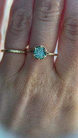 1.34ct Round Teal Montana Sapphire Scallop Cup Solitaire in 14k Yellow Gold