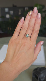 2.10CT MADAGASCAR EMERALD CUT SAPPHIRE, MINTY BLUE GREEN WITH GREY, UNTREATED, 8.2X6.1X4.2MM