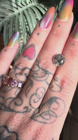 3.46CT ROUND SALT AND PEPPER DIAMOND, MOODY DARK GREY AND BLACK, 9.3X6.12MM