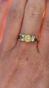 Sapphire and Moonstone Mosaic Ring in 14k Green Gold