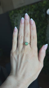 1.55ct Round Madagascar Light Green Sapphire Low Profile Scallop Cup Solitaire in 14k Yellow Gold