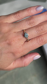 1.27ct Round Montana Sapphire and Princess Cut Diamond Rapids Low Profile Ring in 14k Yellow Gold