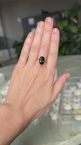 5.35CT OVAL AUSTRALIAN SAPPHIRE, DEEP GREEN PARTI, UNTREATED, 12.9X8X5.5MM