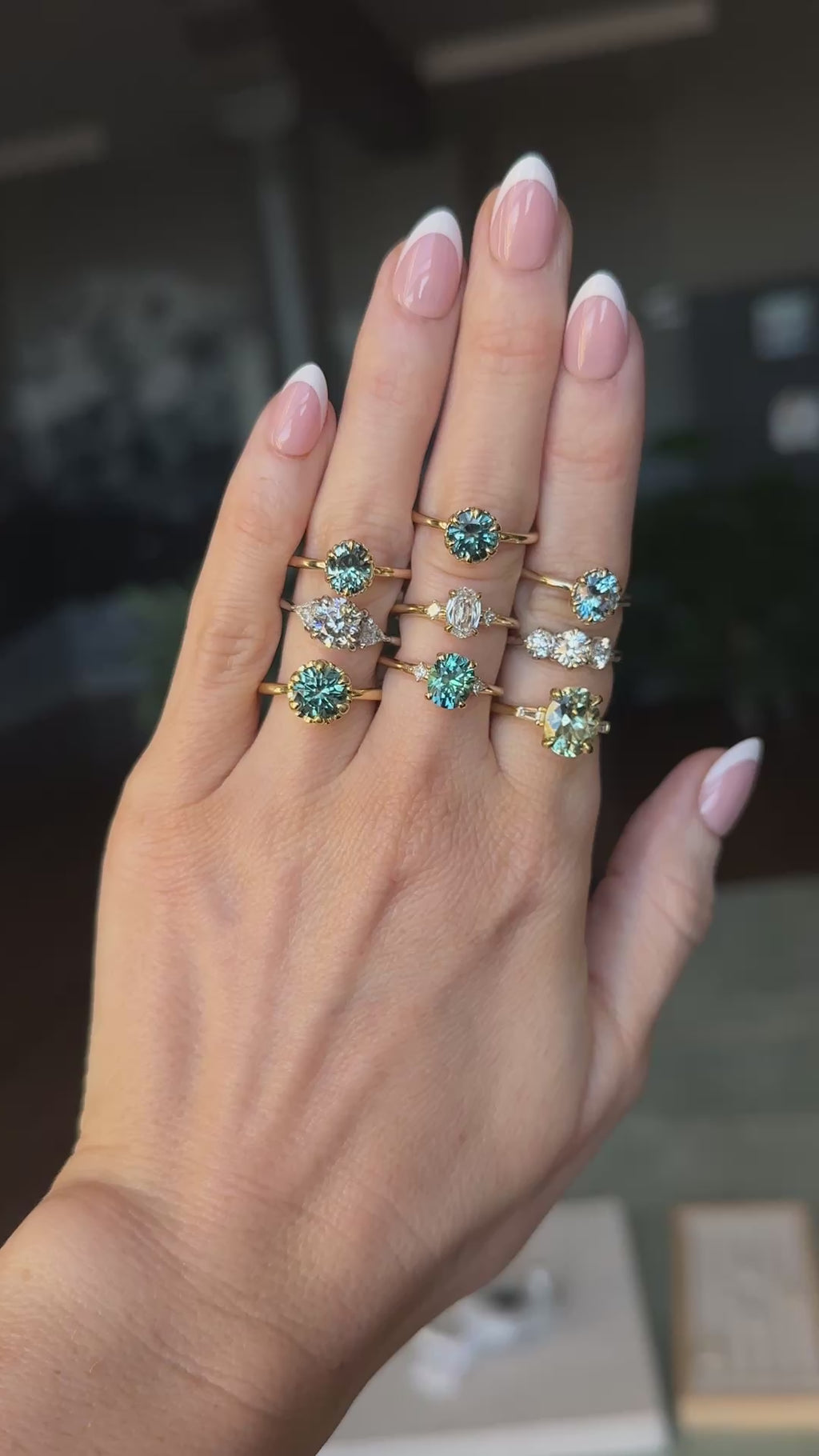 1.01ct GIA Natural Oval Diamond and Princess Cut Diamond Rapids Low Profile Ring in 18k Yellow Gold