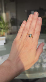 1.71CT MADAGASCAR RADIANT CUT SAPPHIRE, DEEP TEAL PARTI, UNTREATED, 8.3X5.3X3.9MM