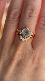 1.93ct Untreated Fantasy Cut Montana Sapphire and Diamond  Antique Milgrain Three Stone Low Profile Ring in 14k Yellow Gold