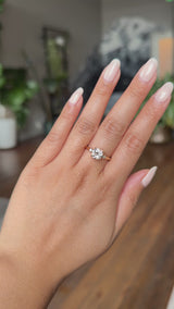 1.12ct Genuine Old European Cut Diamond and Princess Cut Diamond Rapids Low Profile Ring in 14k Yellow Gold