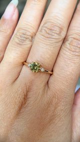 0.85ct Round Light Green Montana Sapphire and Princess Cut Diamond Rapids Low Profile Ring in 14k Yellow Gold