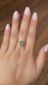 2.08CT MADAGASCAR HEXAGON SAPPHIRE, TEAL BLUE WITH OPALESCENT GLOW, 8.7X6.3X3.8MM