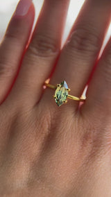 1.28CT AUSTRALIAN MARQUISE SAPPHIRE, PARTI LIGHT AND DARK GREEN, UNTREATED, 9.9X4.88X3.22MM