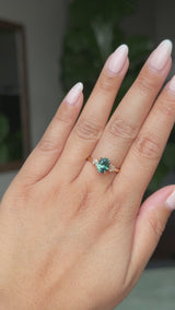1.64ct Teal Blue Oval Montana Sapphire and Diamond Starry Night Stackable Solitaire in 14k Yellow Gold