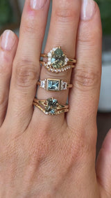 2.07ct Radiant Cut Untreated Tanzanian Sapphire Low Profile Six Prong Split Shank Solitaire in 14k Yellow Gold