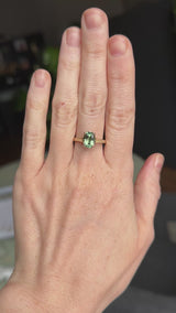 1.98ct Untreated Australian Elongated Cushion Cut Sapphire Vine Cathedral Four Prong Ring in 14k Yellow Gold