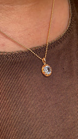 3.40ct Oval Madagascar Bicolor Sapphire 10 Prong Pendant in 14k Yellow Gold