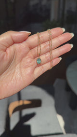 1.56ct Untreated Teal Green Nigerian Oval Sapphire 10 Prong Pendant in 14k Yellow Gold