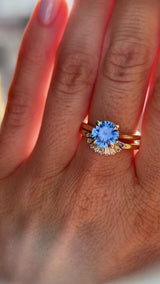 1.60ct Round Blue Untreated Sri Lankan Sapphire Hidden Halo Solitaire in 14k Yellow Gold