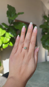 0.93ct Round Seafoam Montana Sapphire and Princess Cut Diamond Rapids Low Profile Ring in 14k Yellow Gold