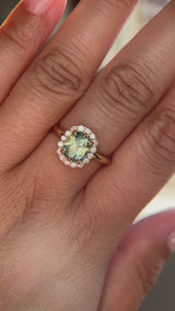 1.53ct Parti Cushion Untreated Madagascar Sapphire Antique-Style Diamond Halo Ring in 14k Yellow Gold