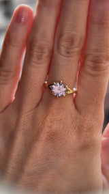 2.40ct Untreated Mauve Precision Cut Montana Sapphire Low Profile Six Prong Split Shank Solitaire in 18k Yellow Gold