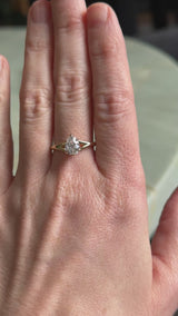 1.18ct Natural Canadian Pear Modern "Antique Cut" Diamond Low Profile Six Prong Split Shank Solitaire in 14k Yellow Gold