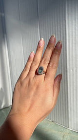 2.54ct Untreated Montana Sapphire Antique-Style Low Profile Diamond Halo Ring in 14k Yellow Gold- Appraised Stone
