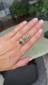1.21ct Unheated Teal Seafoam Green Montana Sapphire and Diamond Starry Night Low Profile Solitaire in 18k Yellow Gold