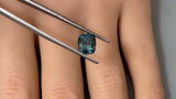 2.44CT CUSHION PRECISION CUT MONTANA SAPPHIRE, BICOLOR BLUE TEAL, 7.9X6.8MM