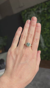 2.70ct Untreated Radiant Cut Montana Sapphire and Diamond Floral Halo in 14k Yellow Gold