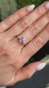 1.79ct Cushion Cut Pink Sapphire and Diamond Cluster Ring in 14k Yellow Gold