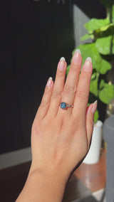 2.03ct Elongated Cushion Madagascar Sapphire and Diamond Vintage Cathedral Four Prong Ring in 14k White Gold
