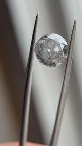 40% OFF 3.19CT ROUND SALT AND PEPPER DIAMOND, DARK GREY OPAQUE, 9.18X5.86MM
