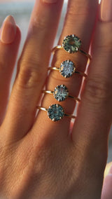 1.55ct Round Madagascar Light Green Sapphire Low Profile Scallop Cup Solitaire in 14k Yellow Gold