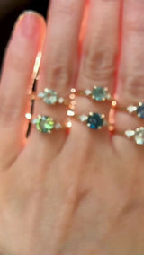 0.91ct Untreated Round White Montana Sapphire and Princess Cut Diamond Rapids Low Profile Ring in 14k Yellow Gold