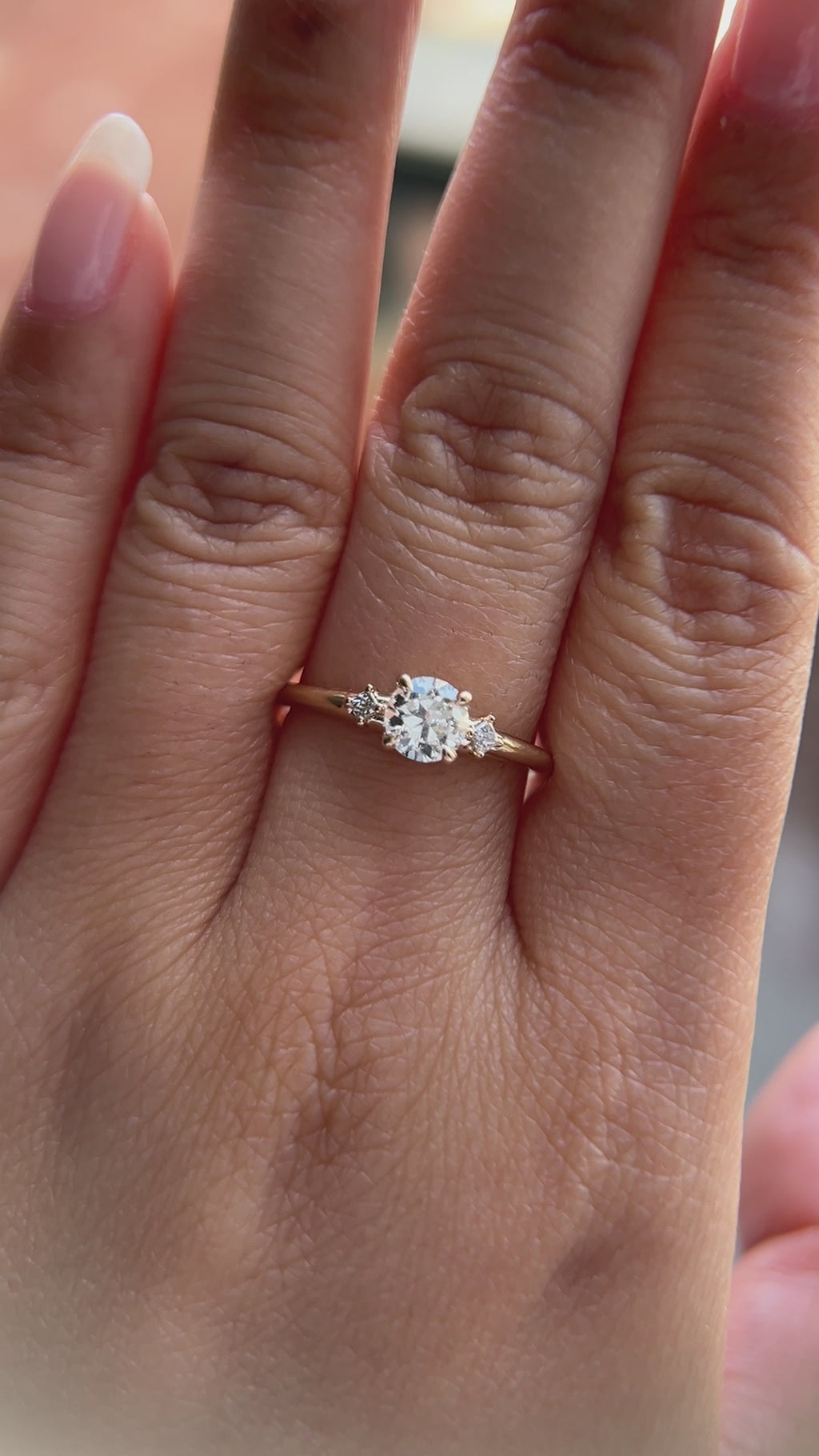 0.52ct Vintage Transitional Cut Diamond and Princess Cut Diamond Rapids Low Profile Ring in 14k Yellow Gold