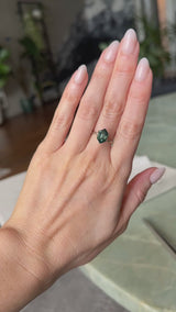 2.74CT MADAGASCAR ELONGATED HEXAGON SAPPHIRE, DEEP TEAL BLUE GREEN, 10.8X6.7X5.1MM