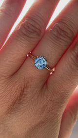 1.37ct Round Precision Cut Ceylon Blue Montana Sapphire Lotus Solitaire in 18k Yellow Gold