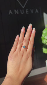 0.89ct Untreated Opalescent Seafoam Teal Speciality Fantasy Cut Sapphire and Kite Diamond Compass Set Three Stone Low Profile Ring in 14k Yellow Gold