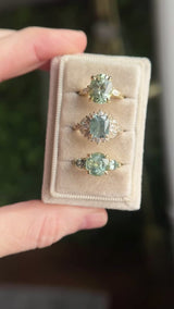 2.70ct Untreated Radiant Cut Montana Sapphire and Diamond Floral Halo in 14k Yellow Gold