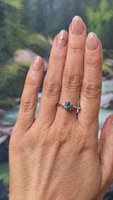 1.21ct Oval Blue Precision Cut Montana Sapphire Low Profile 4 Prong Leaf Bud Solitaire in 14k Yellow Gold