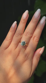 2.05ct Untreated Madagascar Oval Sapphire and Diamond Hexagon Stackable Halo in 14k Yellow Gold