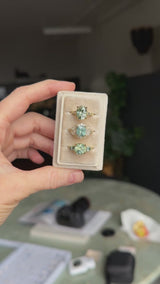 2.70ct Untreated Radiant Cut Montana Sapphire and Diamond Floral Halo in 14k Yellow Gold