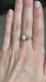 Toi Et Moi 1.16ct Salt and Pepper Diamond and Opal Ring in 14k Yellow gold